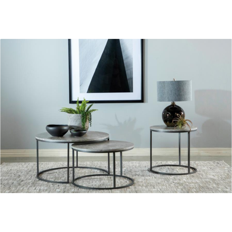Black Coaster_736028 NESTING COFFEE TABLE_2 PC(Grey Faux Marble)