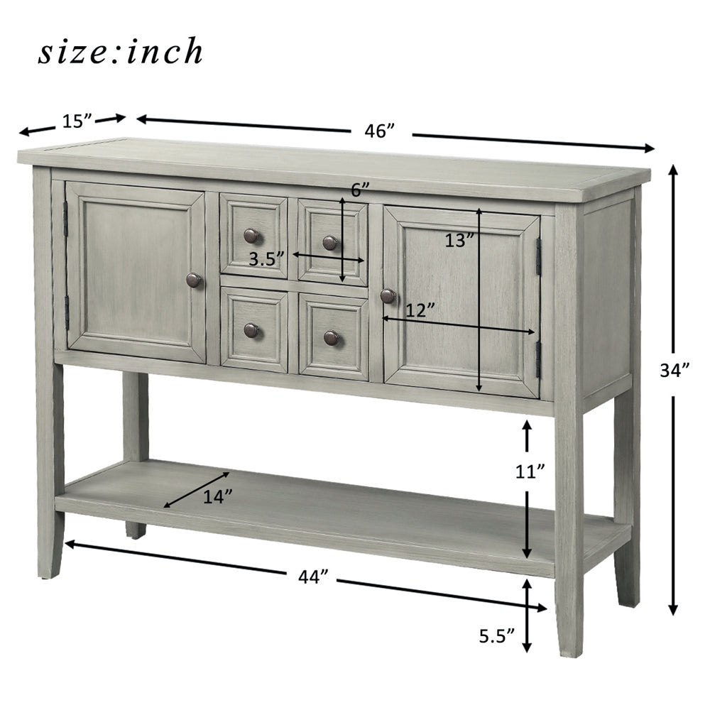 Cambridge Series Buffet Sideboard Console Table with Bottom Shelf & Storage Antique Gray - Size