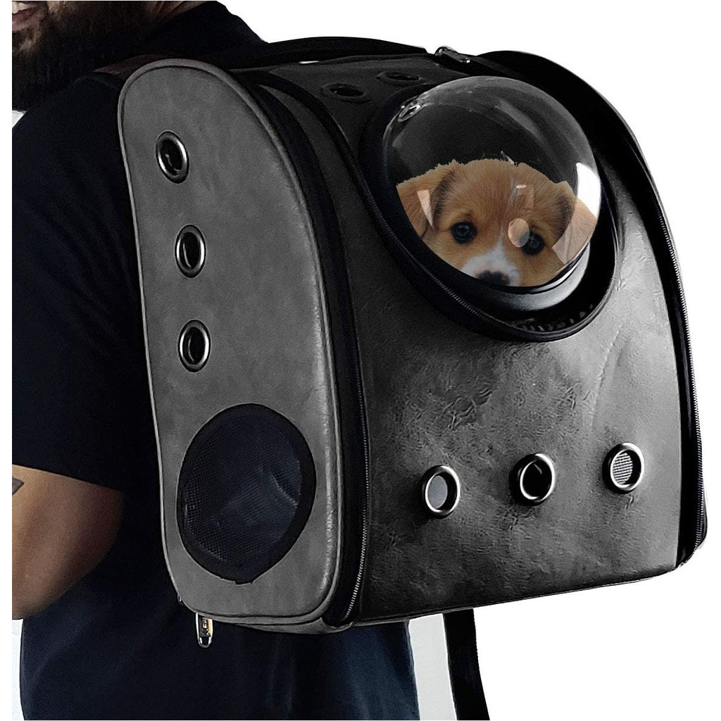Dim Gray Portable Pet Transparent Bubble Backpack(Black/Pink)