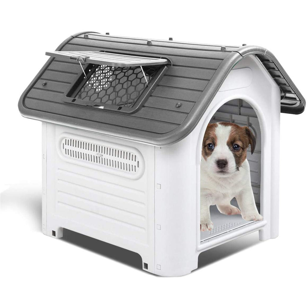 Lavender Up to 30lb Medium Size 30" H Plastic Outdoor Dog House Pet at Kennel Puppy Shelter Skylight