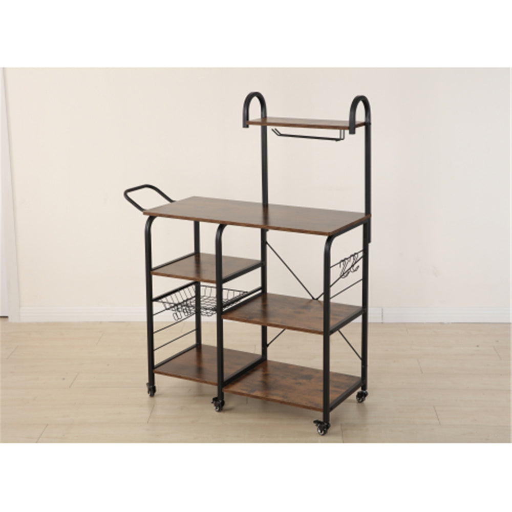 Kitchen Practical Storage Trolley with 4 Hooks and 6 Pulleys BH49928443