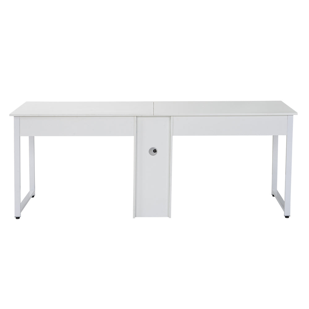 Home Office 2-Person Desk, Large Double Workstation Desk with Storage White