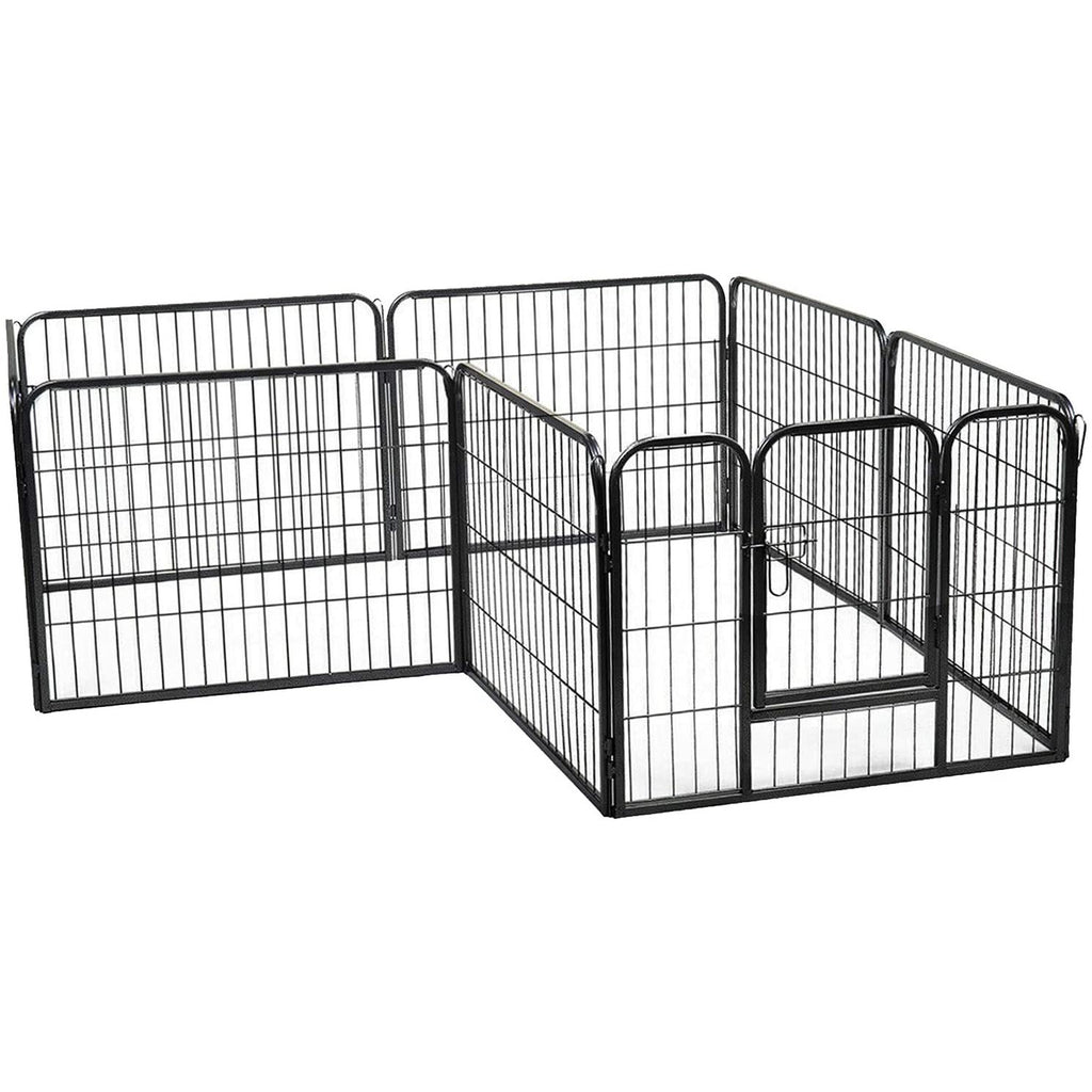 Gray Heavy Duty Iron Panels Foldable Metal Dog Fence - Gate Crate Kennel - Cage Pet Playpen(4 Size)
