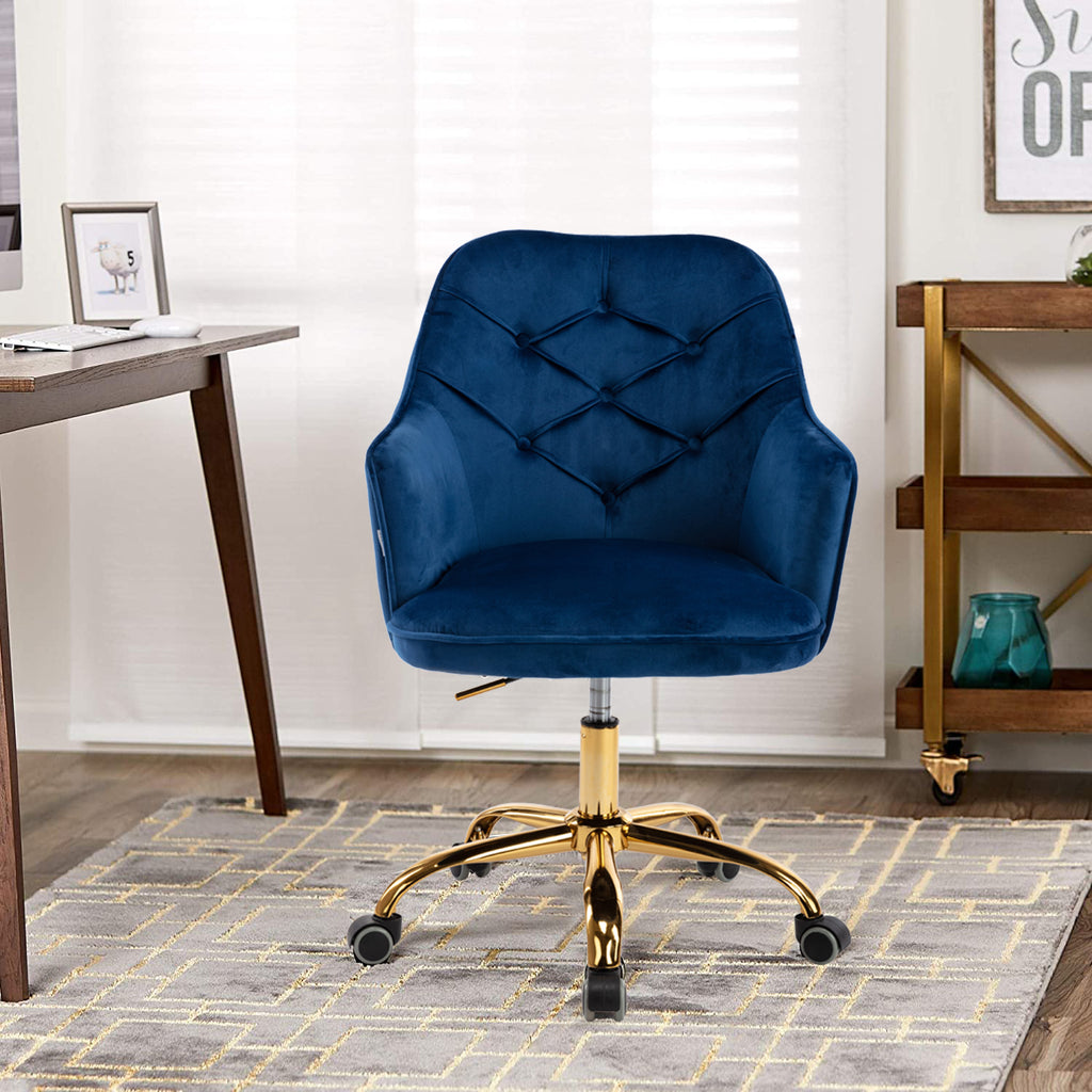 Midnight Blue Velvet Swivel Shell Chair for Living Room, Office Chair, Modern Leisure Arm Chair