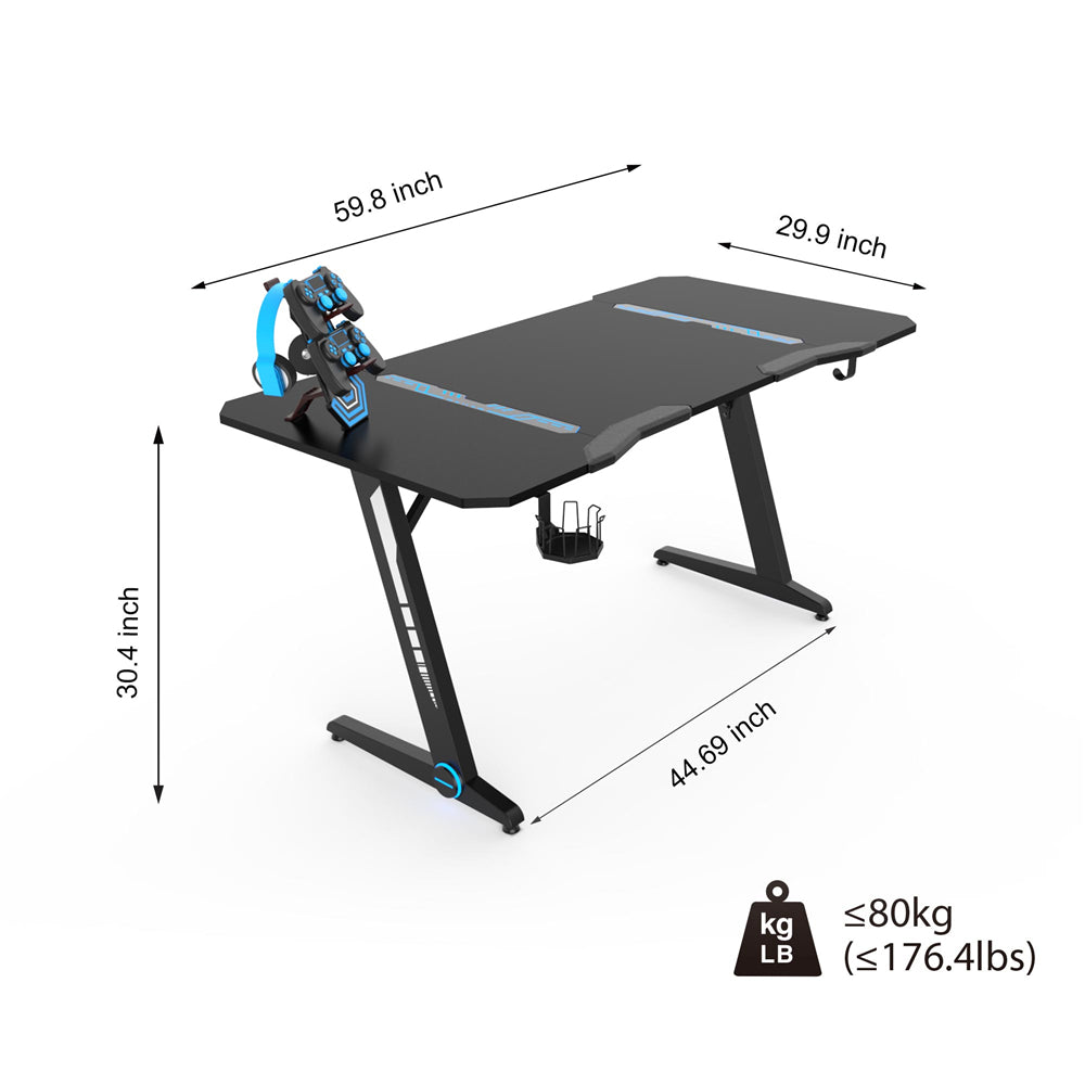 Large Gaming Desk with Plug Board Holder + Game Handles Holder BH44116796 - Size