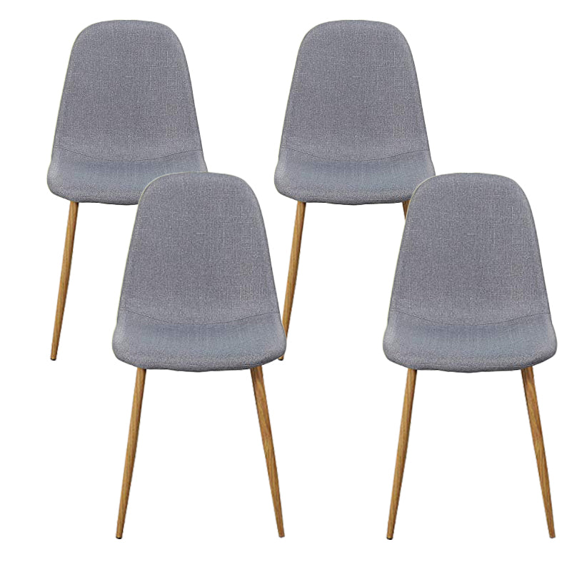 Slate Gray Side Metal Legs Cushion Seat Back Dining Room Chairs Set of 4