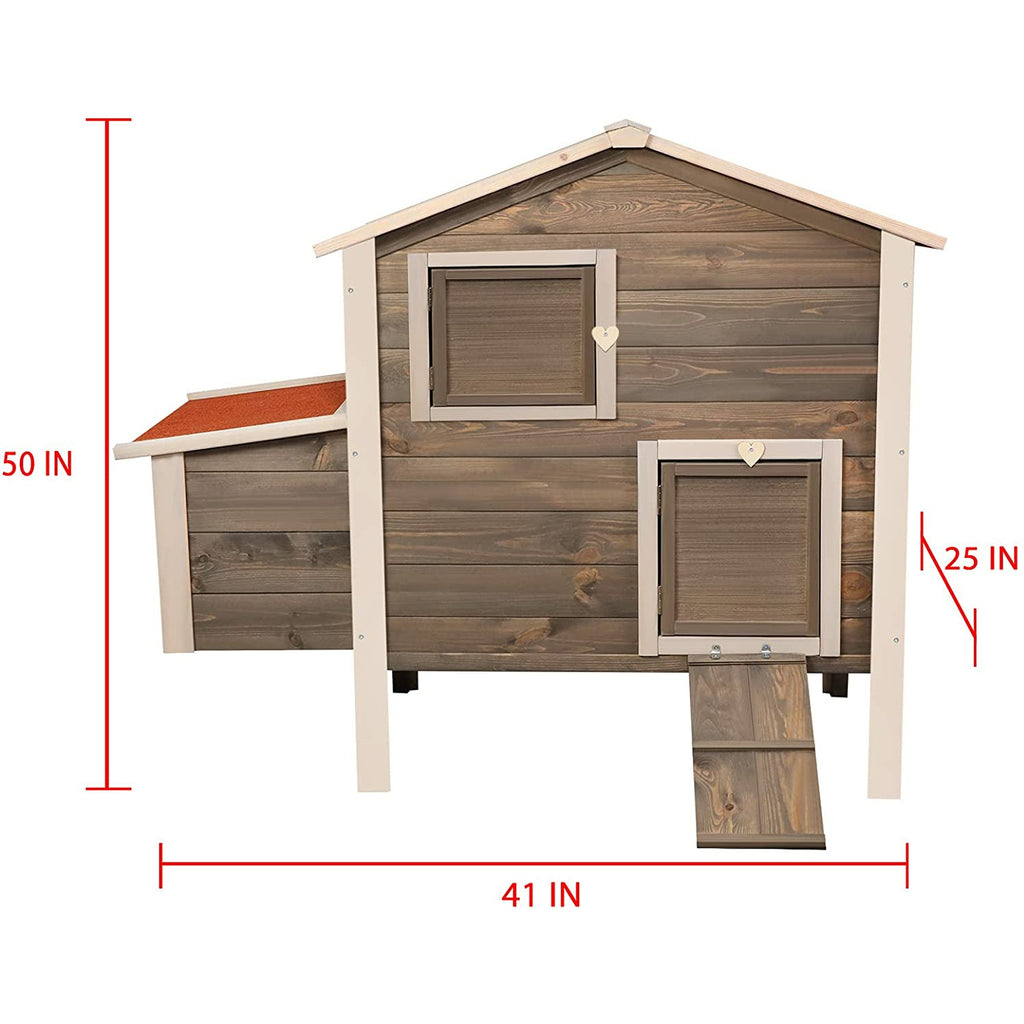 Dim Gray 50" H Garden Backyard Wooden Chicken Coop Multi-Level Hen House with Ramp, Removable Tray & Ventilation Door Nesting Box