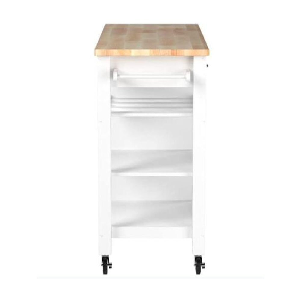 Ottawa Kitchen Cart With Open Storage & Door Natural & White BH98315