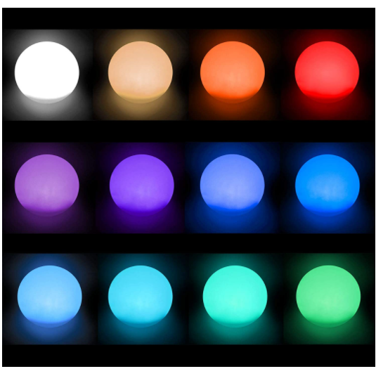 Cordless LED Ball Night Light, 11-inch Remote Control, 16 RGB Colors