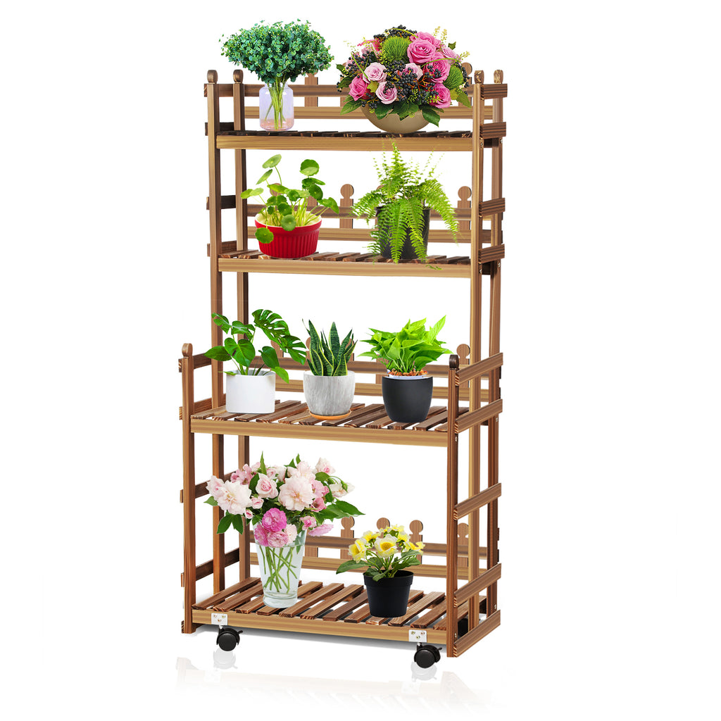 Sienna Pine Wood Plant Stand Multiple Flower Pot Holder Display Rack. Medium