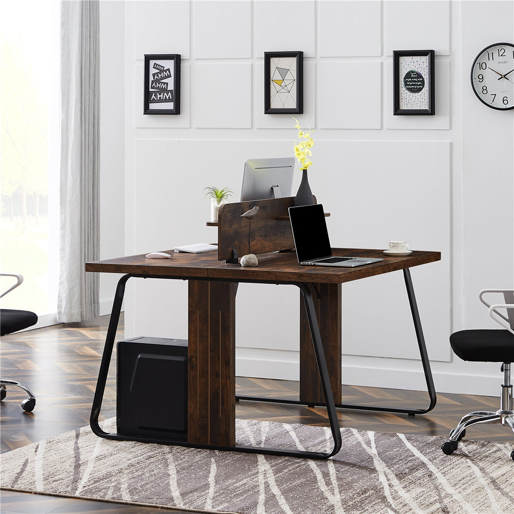 Double Office Desk, Industrial Computer Desk for Two Home and Office Tiger 