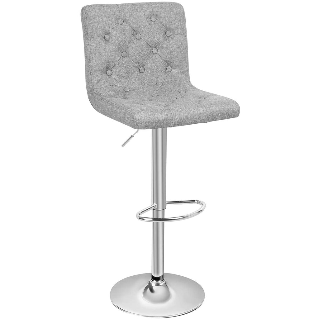Dark Gray Fabric Square Adjustable Height Swivel Bar Stool Lift Pub Chair (Fabric Gray) Set of 2