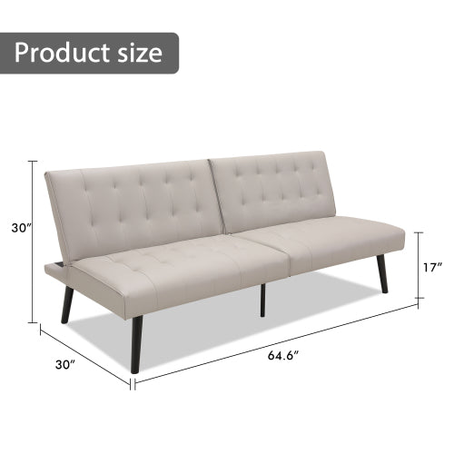 Gray PU Leather Convertible Folding Sofa Chair Single Futon Sofa Couch BH5012729