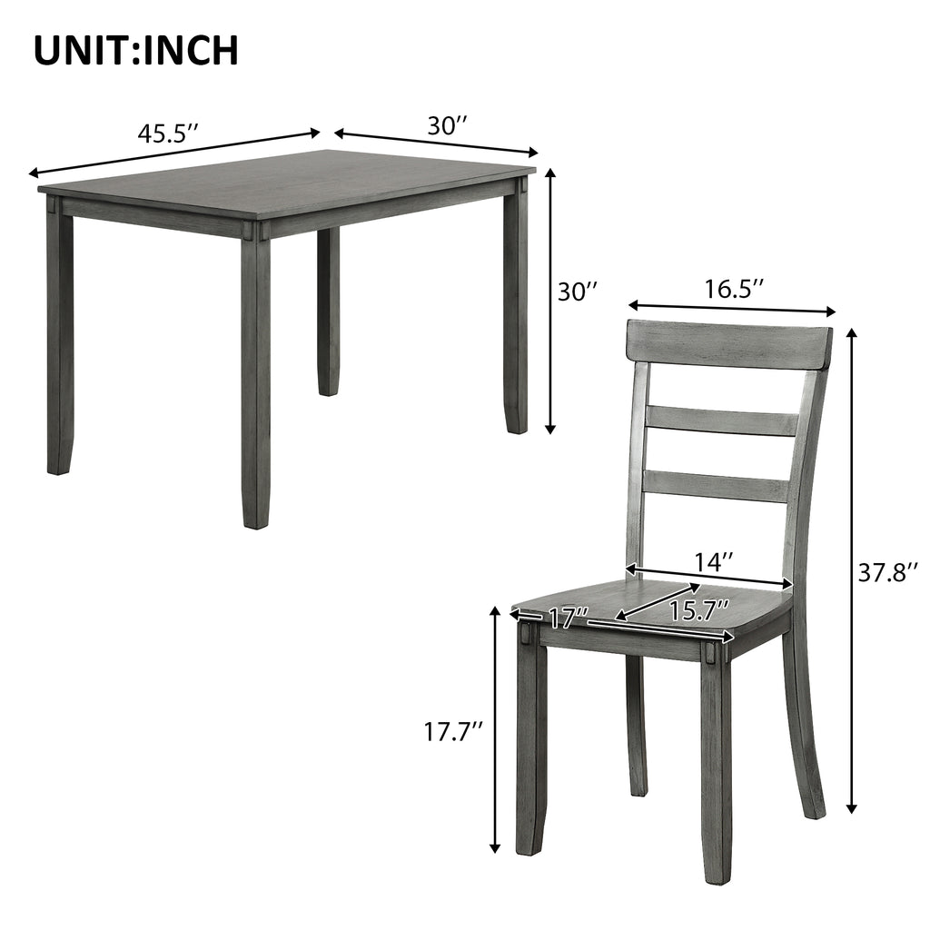 Dark Gray 5 Counts - Kitchen Dining Table Set Wood Table and Chairs Set ST000011