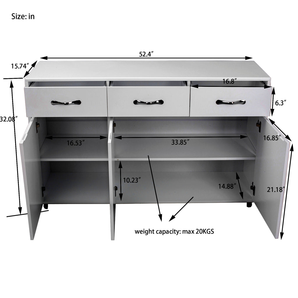 Dim Gray Rectangular Side Table Sofa Table With Three Doors