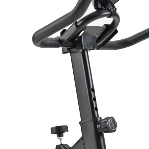 Dim Gray Indoor Cycling Bike Trainer with Comfortable Seat Cushion with LCD Monitor, Water Bottle Holder and Soft Saddle