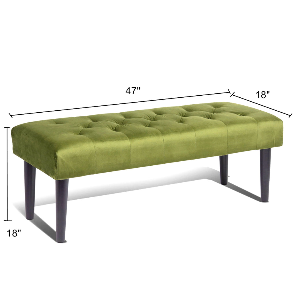 Olive Drab Mid-Century Microfiber Button Tufted Ottoman Bench Seat Footstool Bench