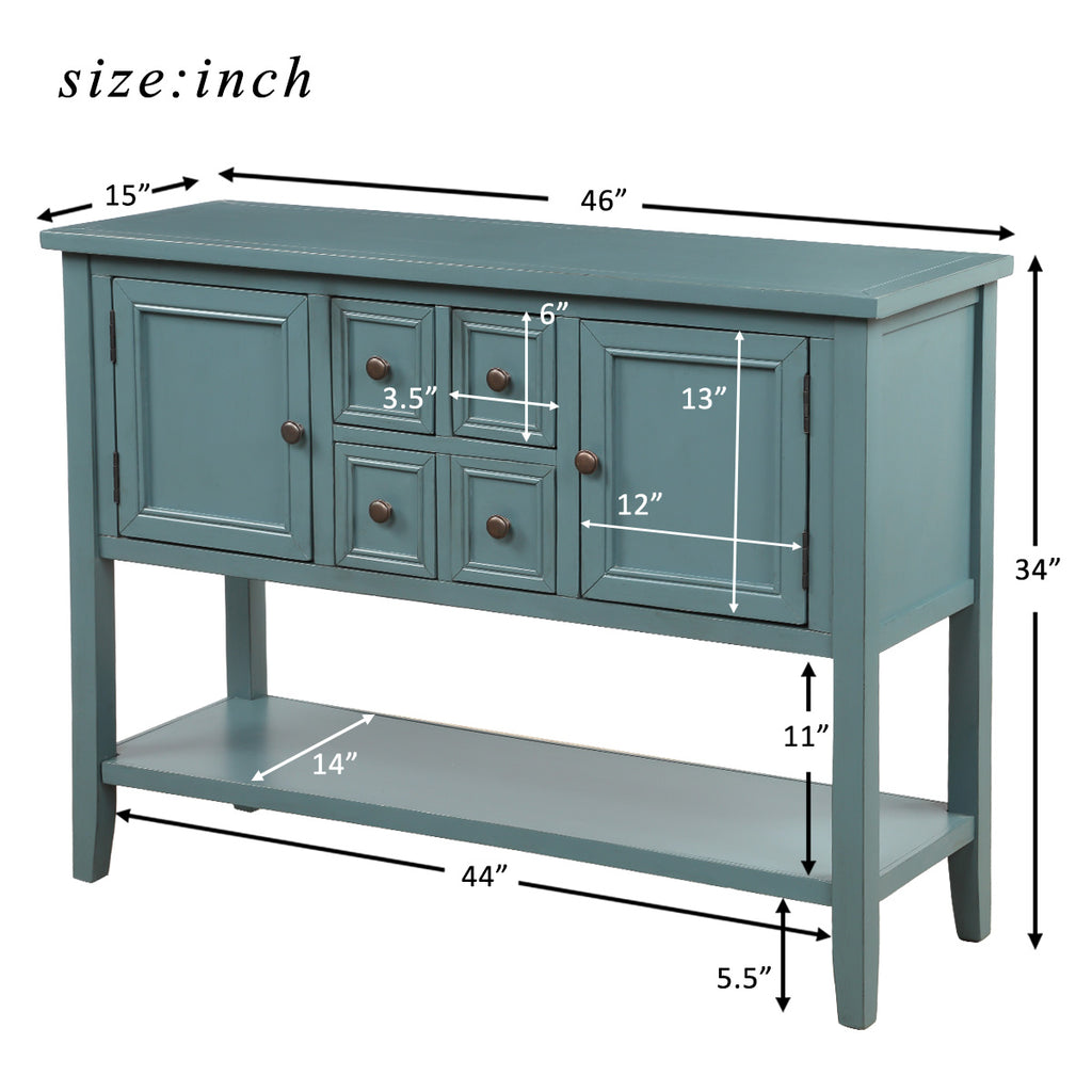 Slate Gray Cambridge Series Buffet Sideboard Console Table with Bottom Shelf & Storage