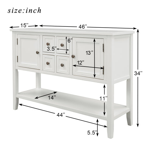 Light Gray Cambridge Series Buffet Sideboard Console Table with Bottom Shelf & Storage
