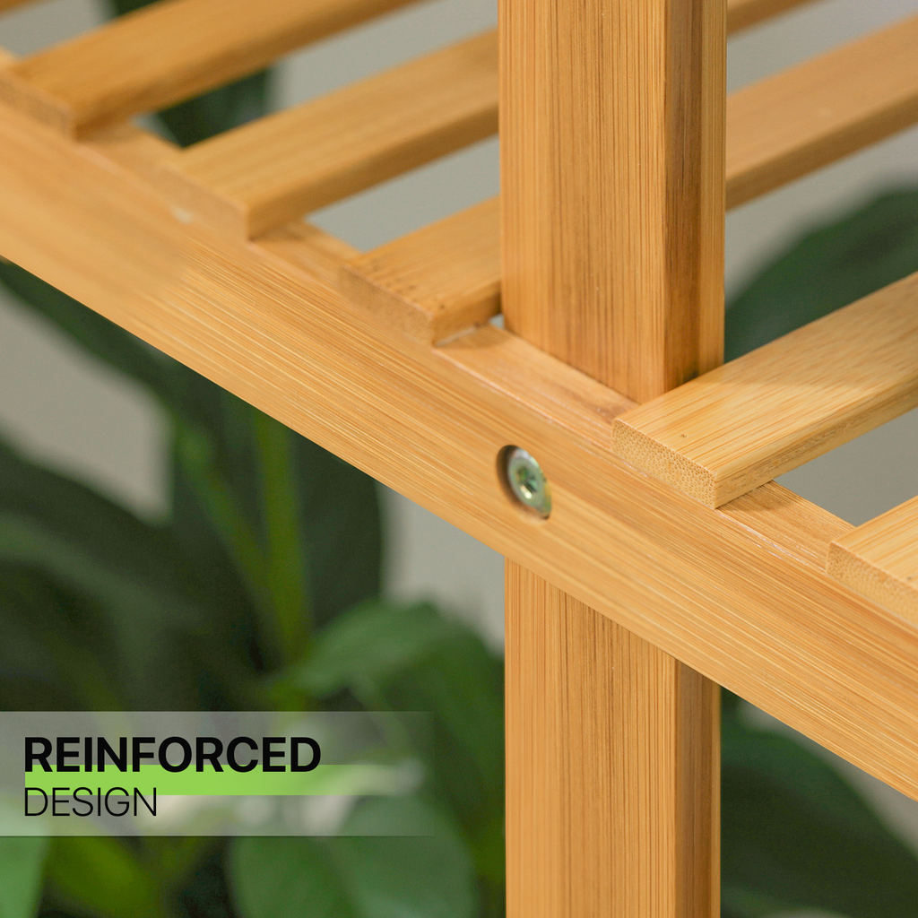 Heavy Duty Flower Planter Solid Multiple Tier Plant Stand Long Bamboo ...
