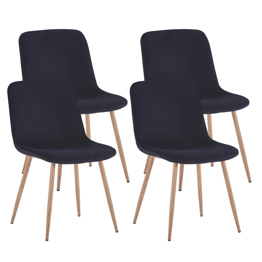 4 Counts - Dinning Chair Modern Style Simple Structure Easy Installation Black