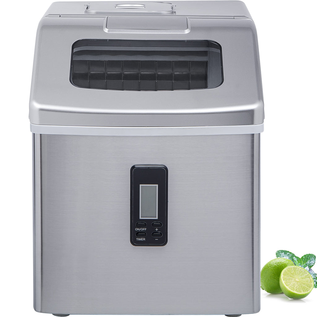 Gray Portable Countertop Ice Maker Machine for Crystal Ice Cubes in 48 lbs/24H with Ice Scoop for Home Use