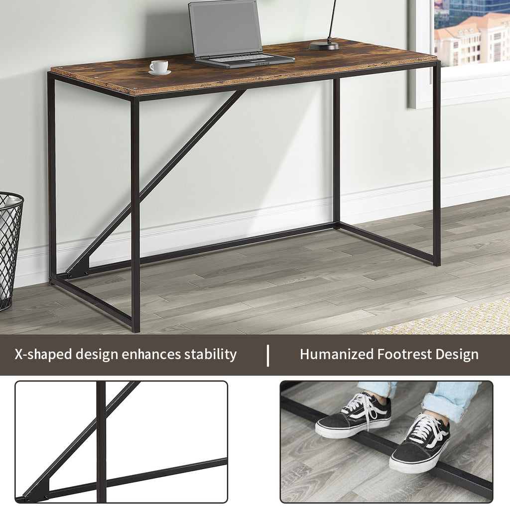 Dark Gray Industrial 46" Computer Desk, Metal Frame, Modern Simple Laptop Table BH194171