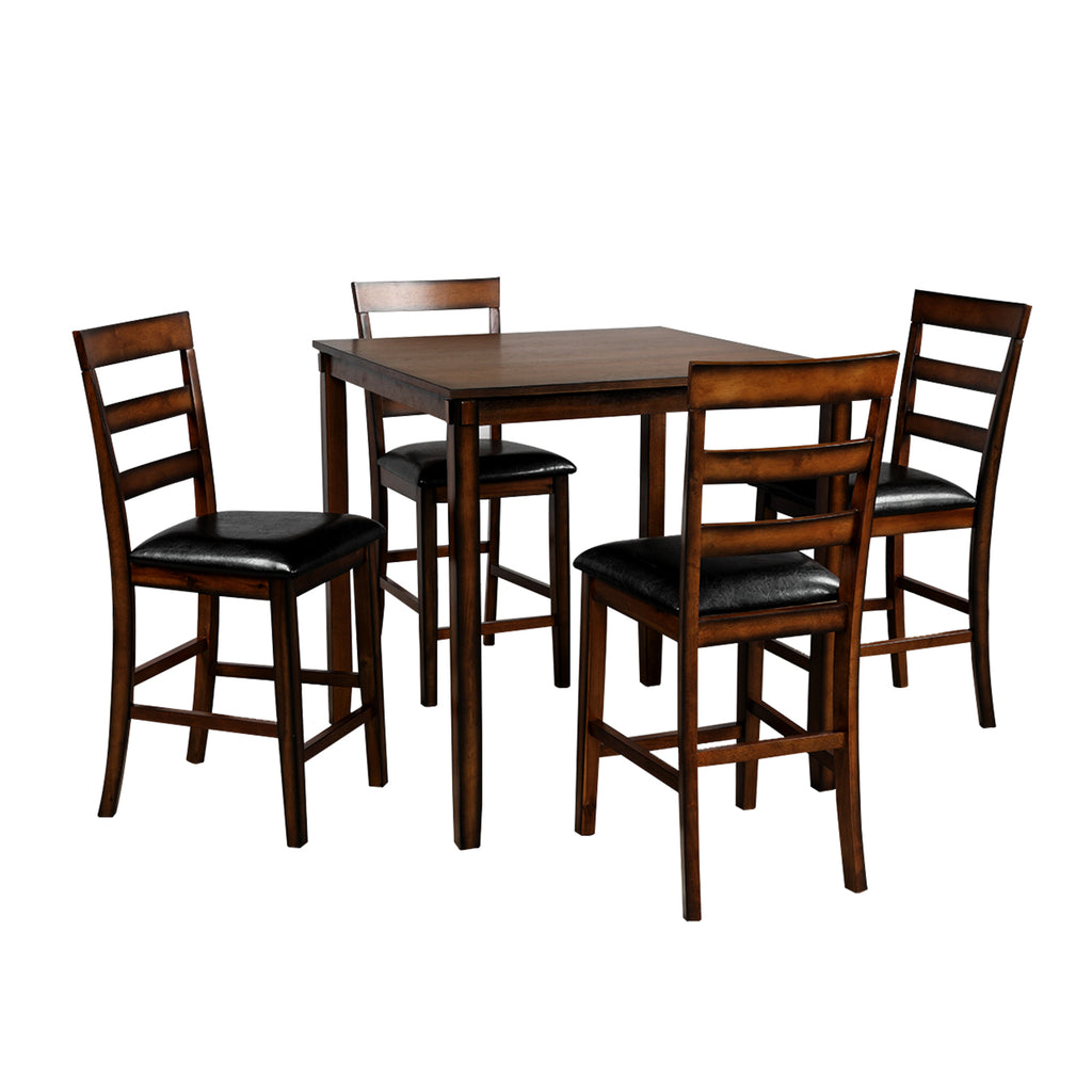 Black 5 Counts - Square Counter Height Wooden Kitchen Dining Set With Table and 4 Chairs