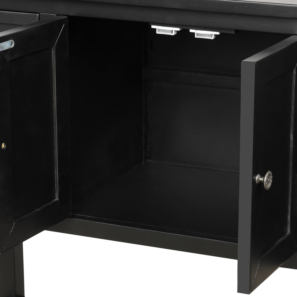 Black 43" Modern Console Table with 4 Drawers