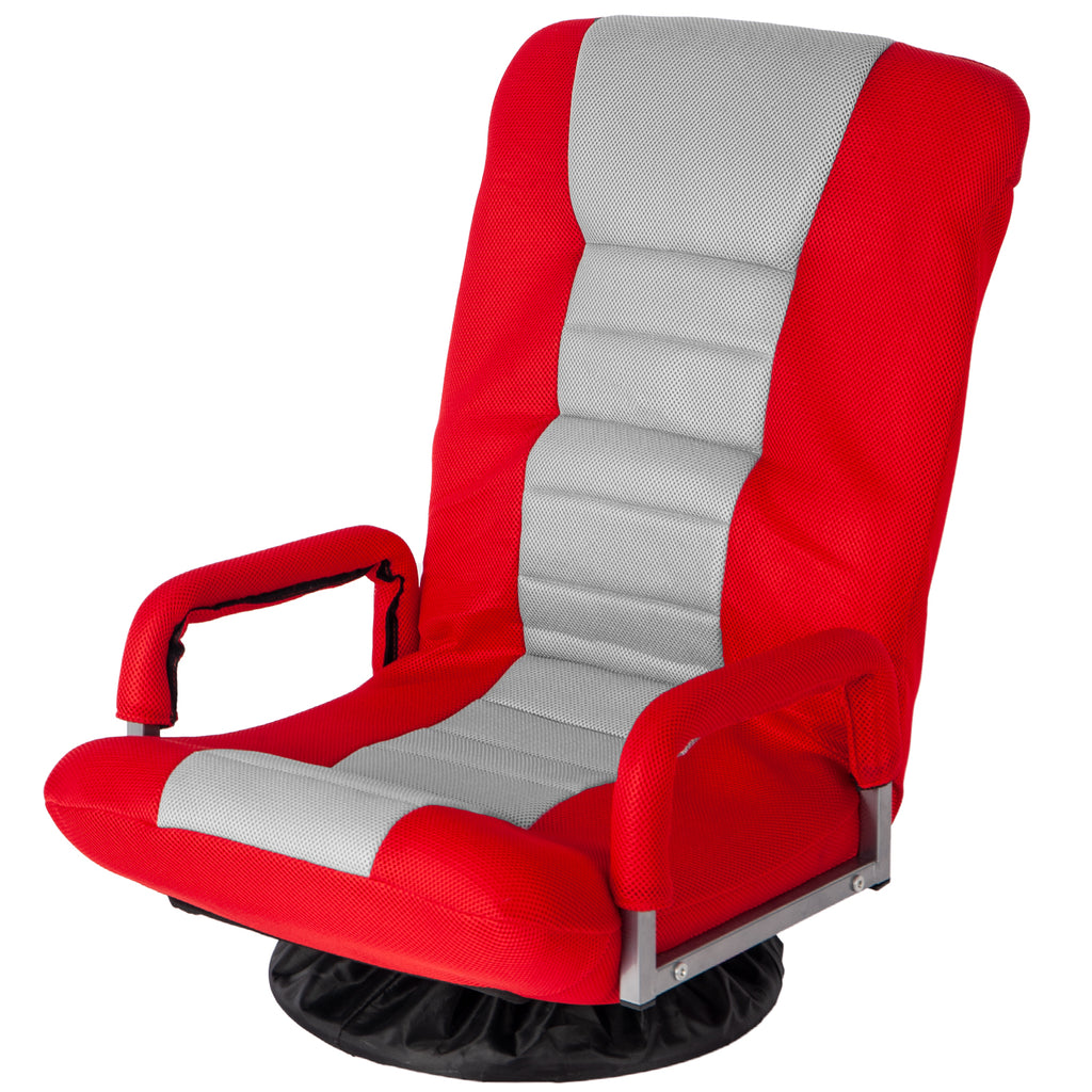 Red Swivel Video Rocker Gaming Chair Adjustable 7-Position Floor Chair Folding Sofa Lounger