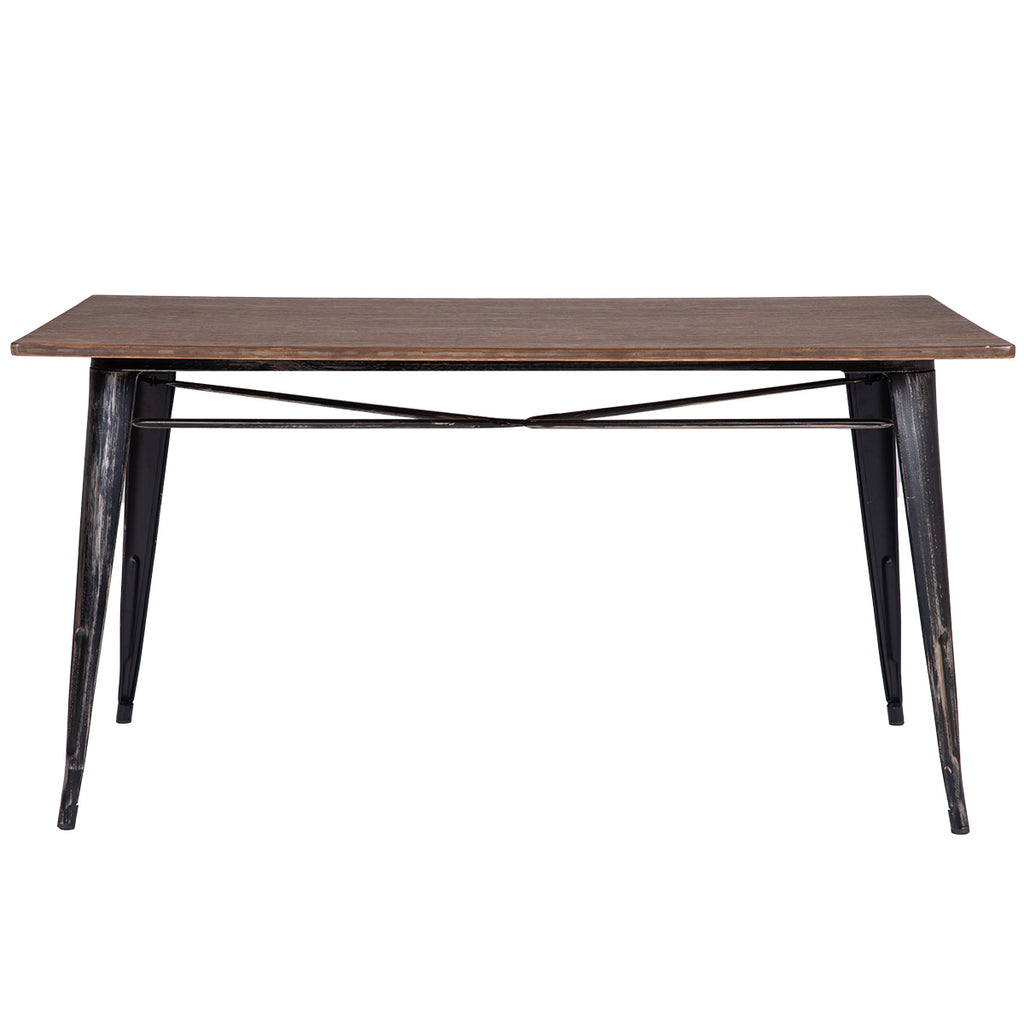 Dim Gray Antique Style Rectangular Dining Table with Metal Legs Distressed Black
