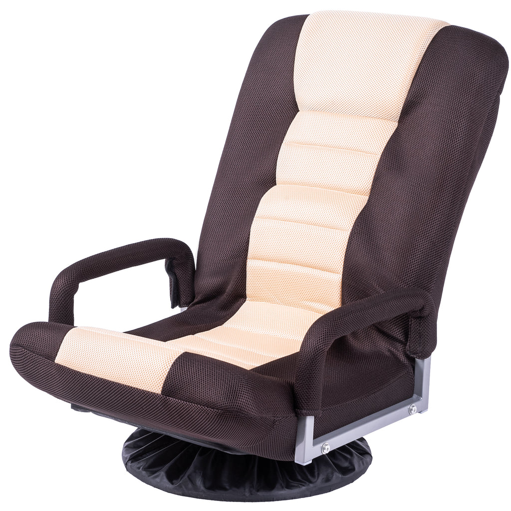 Bisque Swivel Video Rocker Gaming Chair Adjustable 7-Position Floor Chair Folding Sofa Lounger