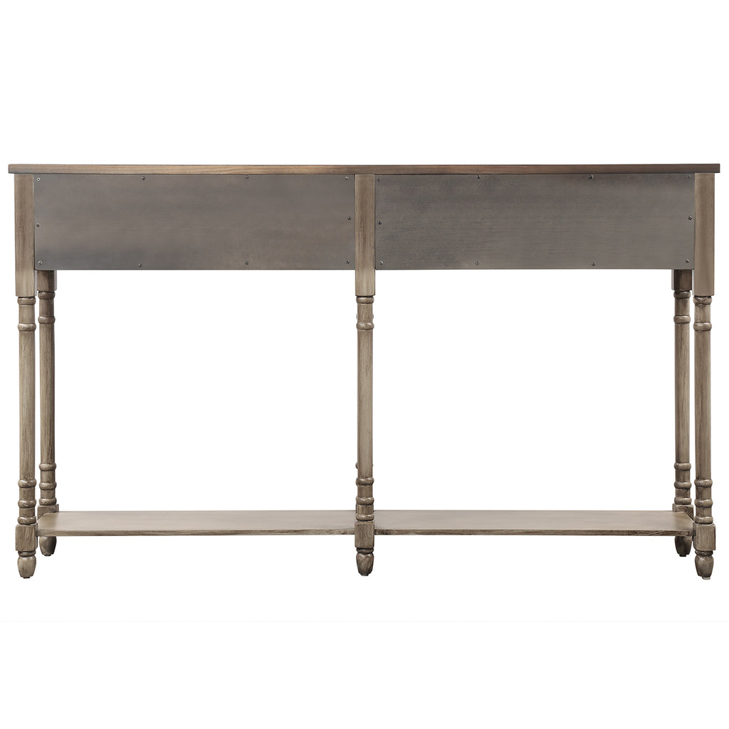 Dim Gray Console Table for Entryway with Drawers and Long Shelf Rectangular