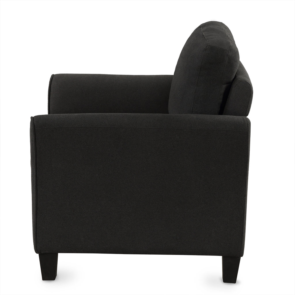 Black Upholstered Accent Chair Living Room Furniture Armrest Single Sofa