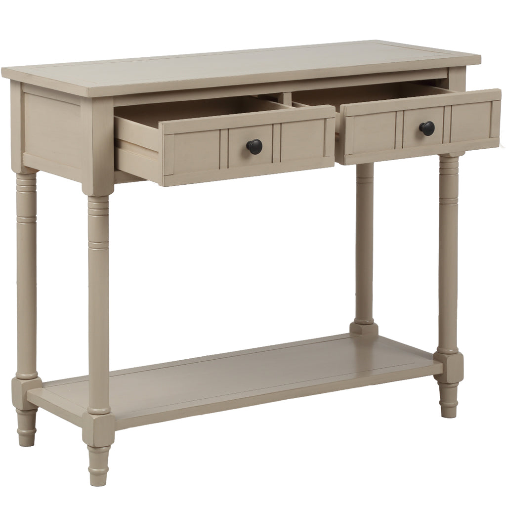 Rosy Brown Console Table Traditional Design with Two Drawers and Bottom Shelf Acacia Mangium