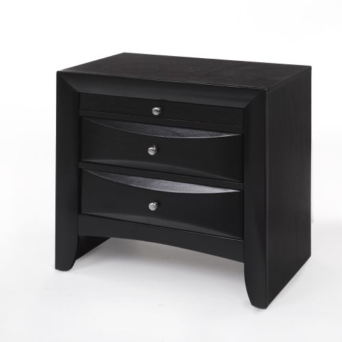 Black Ireland Wooden End Table With Two Drawers & A Tray