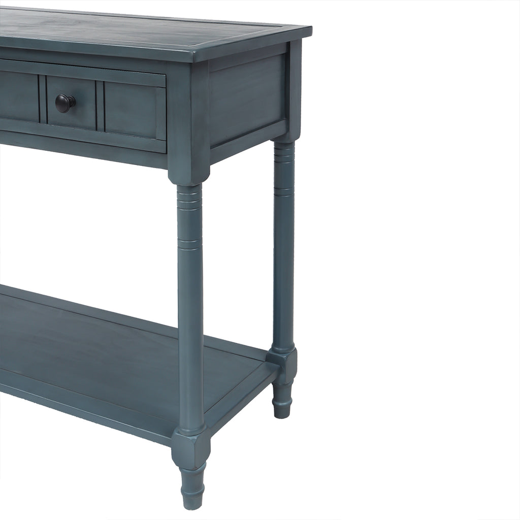 Dim Gray Console Table Traditional Design with Two Drawers and Bottom Shelf Acacia Mangium