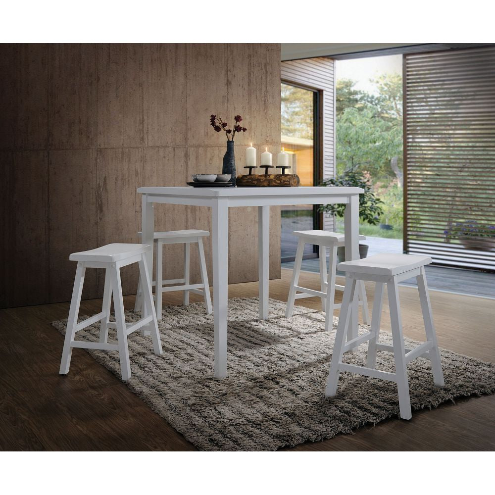 5 Counts - Counter Height Set w/Saddle Seat Dining Room White