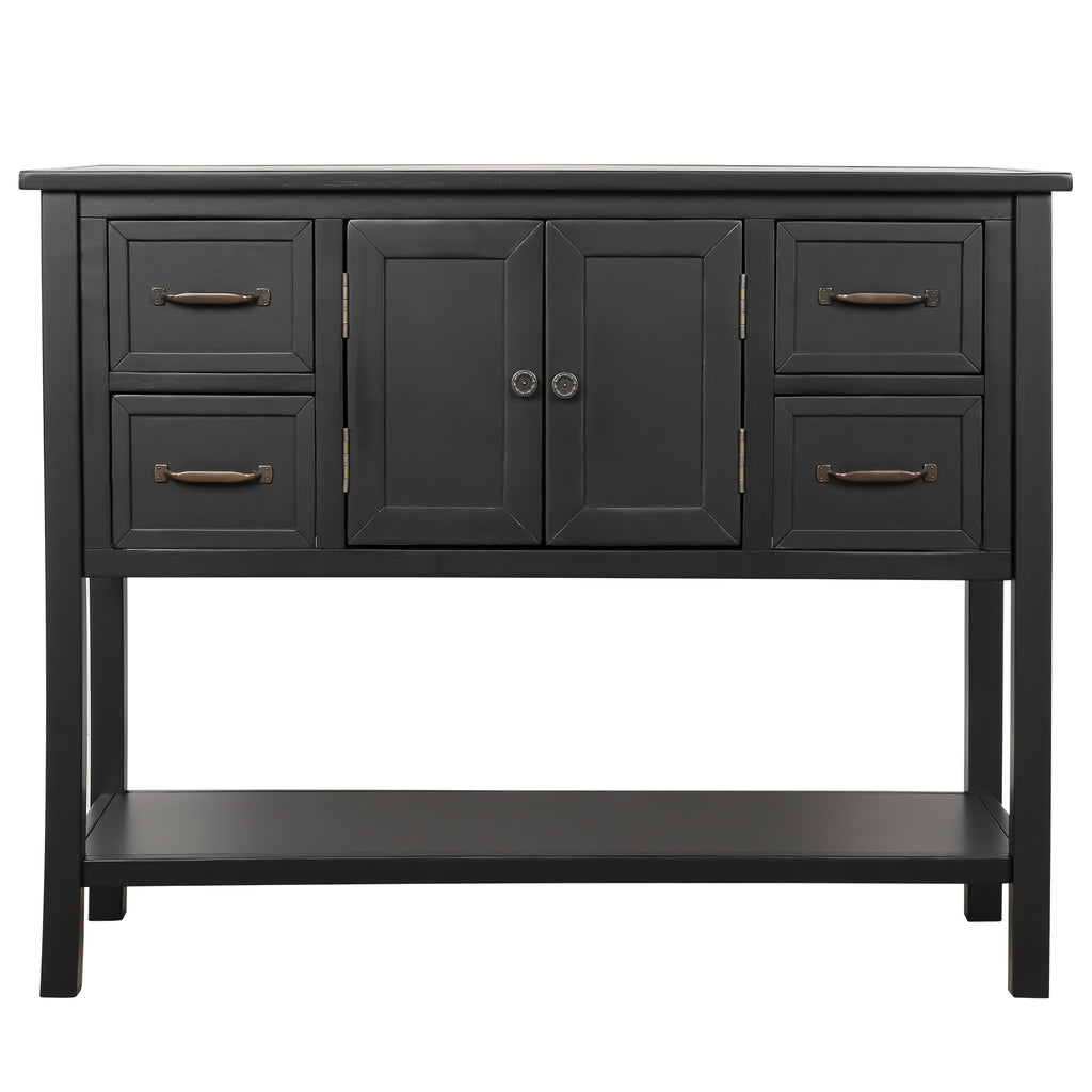 Dark Slate Gray 43" Modern Console Table with 4 Drawers