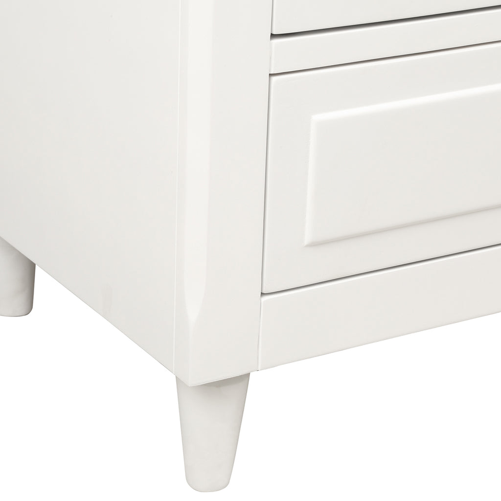 Beige 3-Drawer Wood  End Stand Nightstand (White)