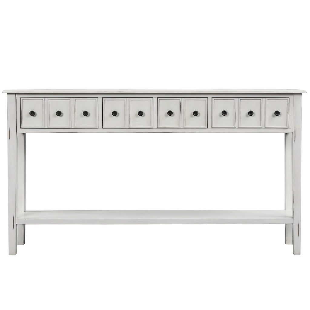 Gray 60" Entryway Console Table with Two Different Size Drawers and Bottom Shelf BH191870