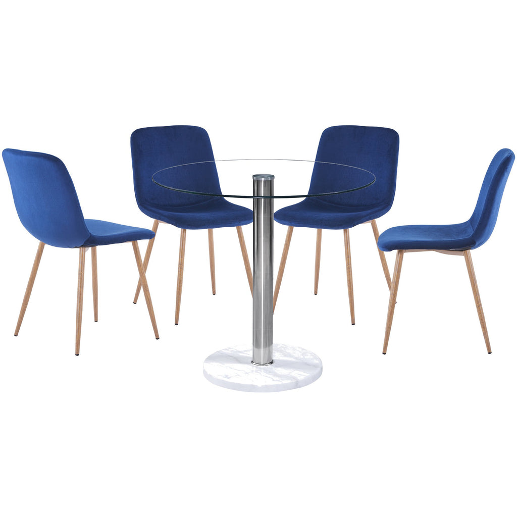 4 Counts - Dinning Chair Modern Style Simple Structure Easy Installation Blue