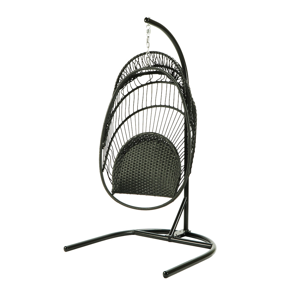 Dark Slate Gray Outdoor Patio Hanging Basket Single Seat Swing Chair Classic Egg Chair with Cushion and Stand