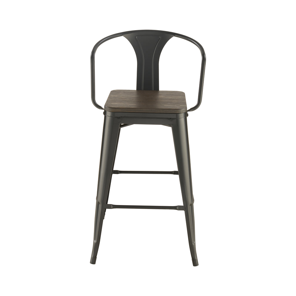 Dark Slate Gray Coaster 100737 | Set Of 2 Wooden Seat Metal Base Industrial Bar Stools Rec Room