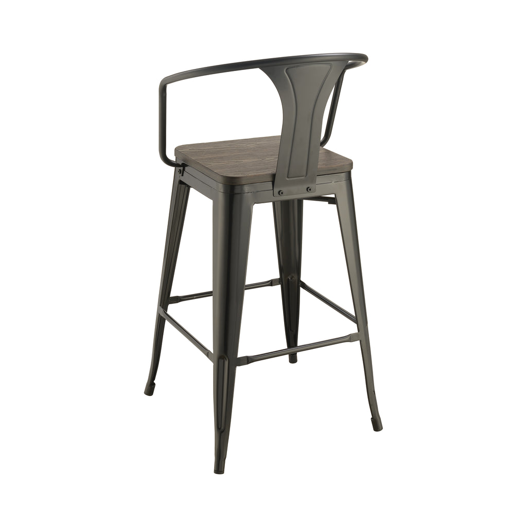 Dim Gray Coaster 100737 | Set Of 2 Wooden Seat Metal Base Industrial Bar Stools Rec Room