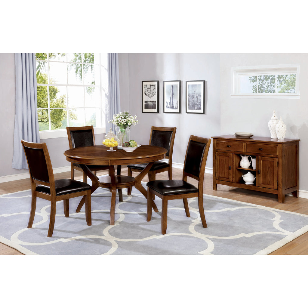 Saddle Brown Coaster 102171 Round Top Dining Table With Shelf Deep Brown