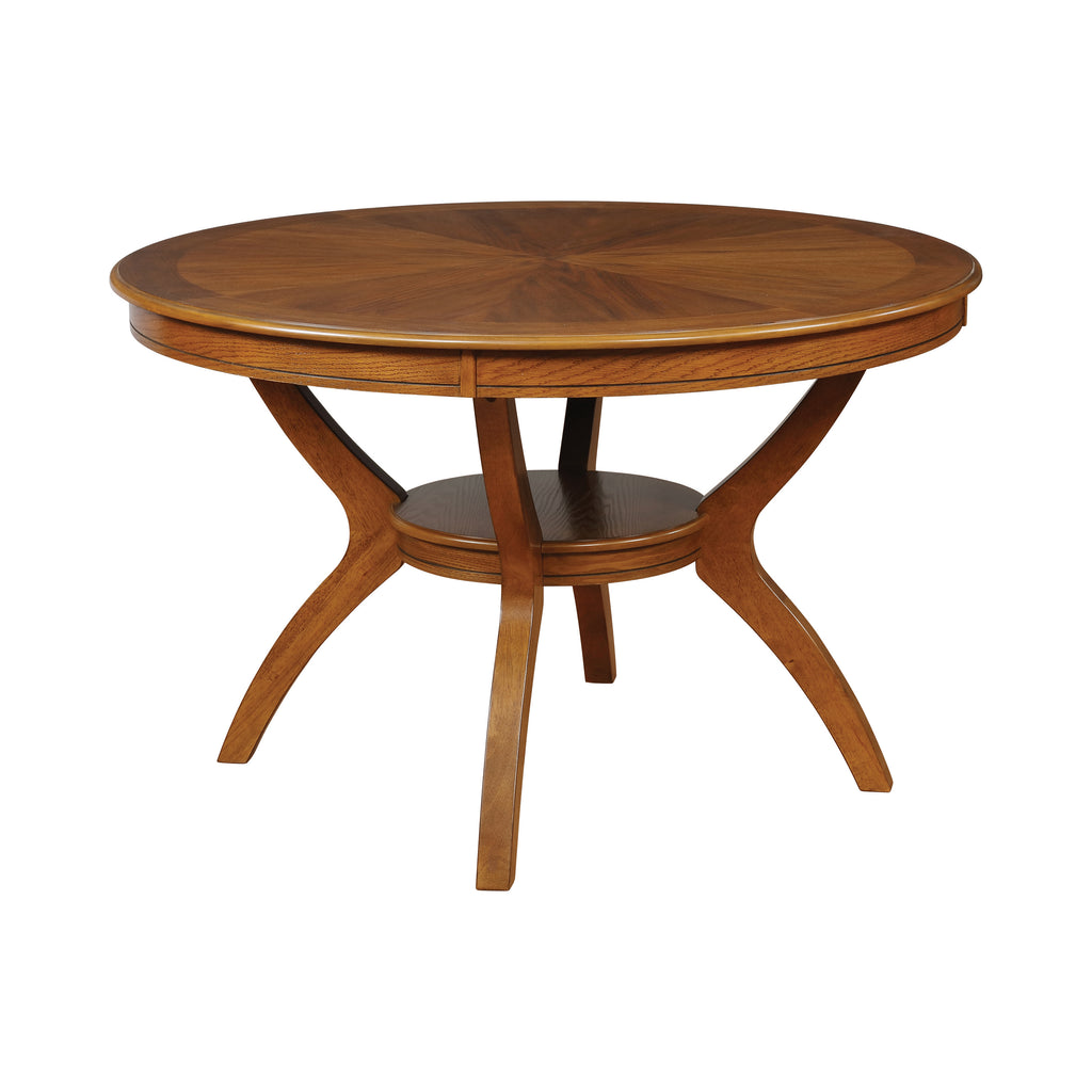 Saddle Brown Coaster 102171 Round Top Dining Table With Shelf Deep Brown