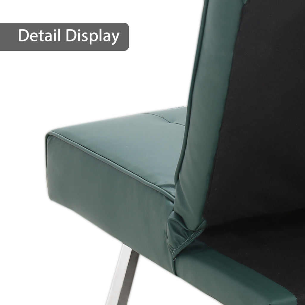 Light Slate Gray PU Leather Convertible Folding Sofa Chair Single Futon Sofa Couch BH5012729