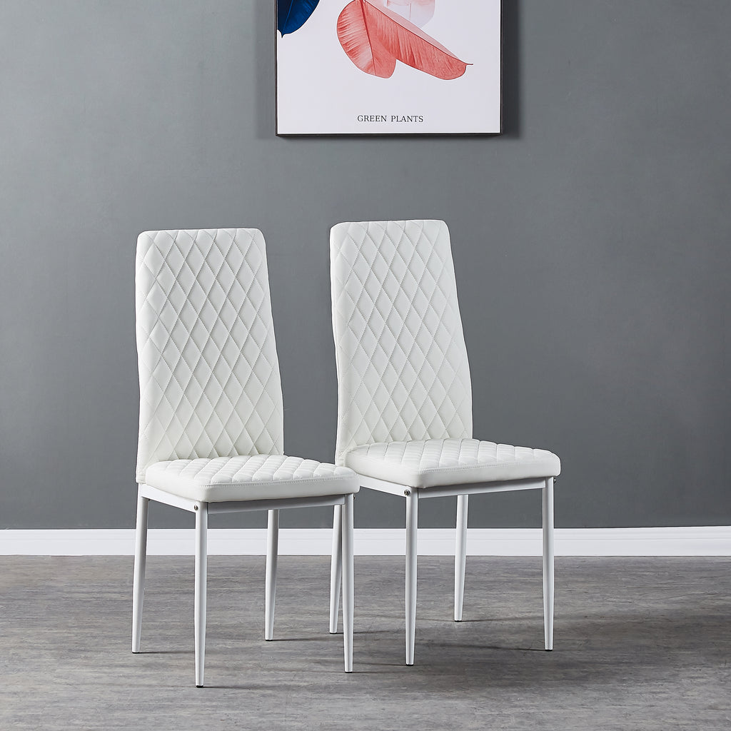 Gray Modern Diamond Grid Pattern Minimalist Dining Chairs