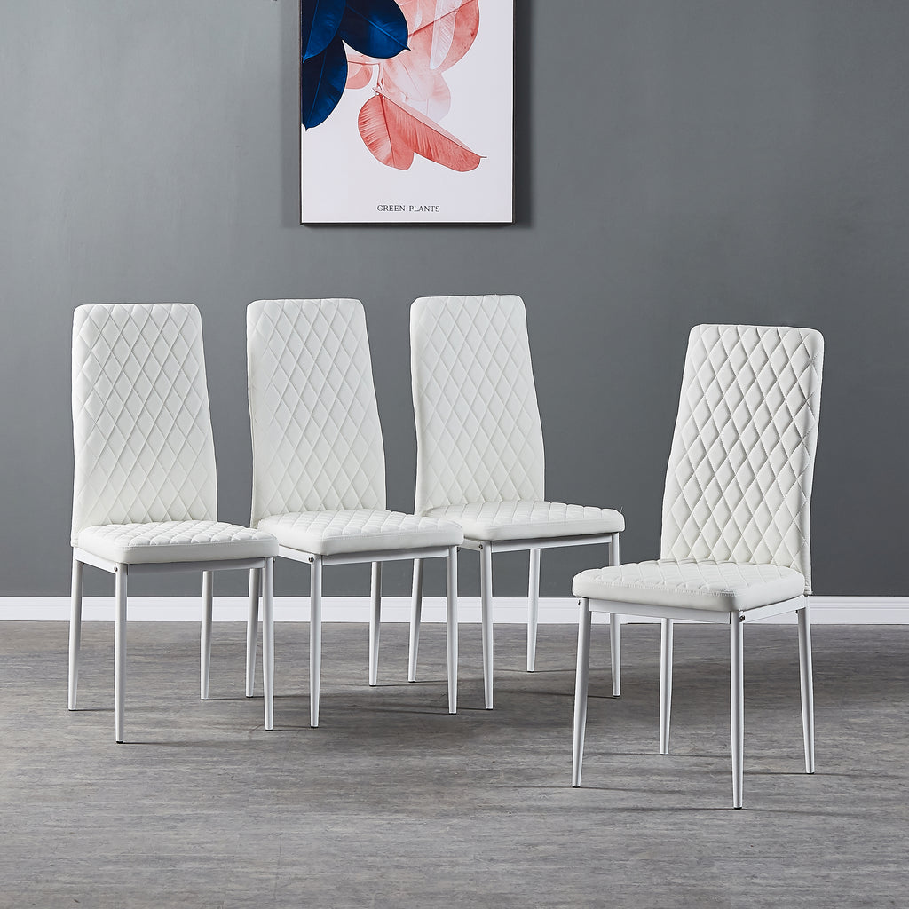 Light Gray Modern Diamond Grid Pattern Minimalist Dining Chairs